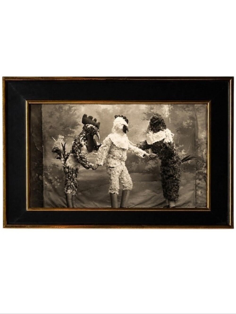 Vintage Victorian Halloween Farmhouse Chickens In Costumes Funny Art Shabbychic